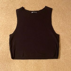 Zara Black crop top! Size L! Soft & comfy!